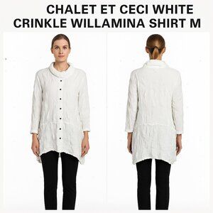 CHALET ET CECI WHITE CRINKLE WILLAMINA SHIRT M